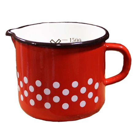 Smaltovaný hrnček na vodu a výlevkou 1,5 L