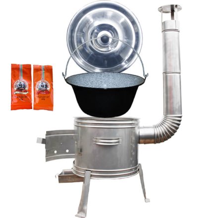 Smaltovaný kotlík 22 L + nerezová kotlina 0,8 mm 42 INOX + paprikové korenie na guláš - MIX 100 g