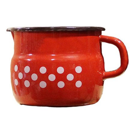 Smaltovaný hrnček na vodu a výlevkou baňatý 1,5 L