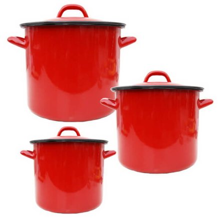 Smaltované hrnce červené 3 l, 6 l, 10 l Classic
