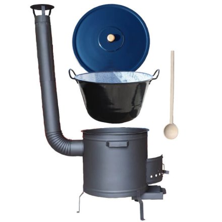 Smaltovaný kotol 70 L na zabíjačku s žiaruvzdornou kotlinou 53 cm PLUS 600 + vareška