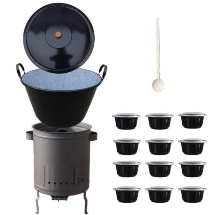 Zabíjačková súprava 70 L – smaltovaný kotol + hrubostenná kotlina 53 cm (2 mm) STRONG + plastové boxy 12 ks