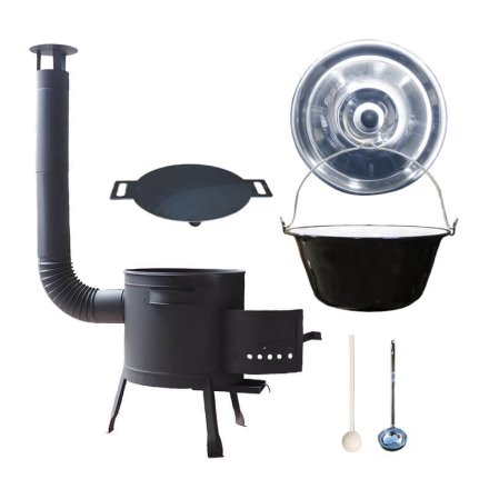 Smaltovaný kotlík 20 L + železná panvica 44 cm UNI + kotlina 42 cm PLUS 600