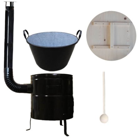 Zabíjačkový smaltovaný kotol 100 L + kovová kotlina 60 cm + vareška