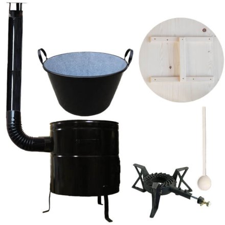 Zabíjačkový smaltovaný kotol 100 L, kovová kotlina 60 cm, horák 7 kW + vareška
