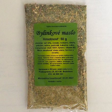 Bylinkové maslo - koreniaca zmes s cesnakom aj rozmarínom 50 g