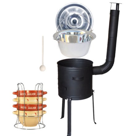 Nerezový kotlík 22 L (0,8 mm) INOX + misky na guláš 4 ks + žiaruvzdorná kotlina 42 PLUS 700
