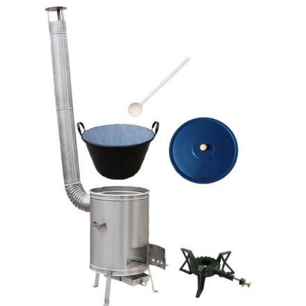 Zabíjačkový smaltovaný kotol 50 L + nerezová kotlina 53 cm + horák 7 kW