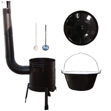 Smaltovaný kotlík 20 L (1,2 mm) + kovová kotlina 42 CLASSIC (KOV) + vareška a naberačka Easy party
