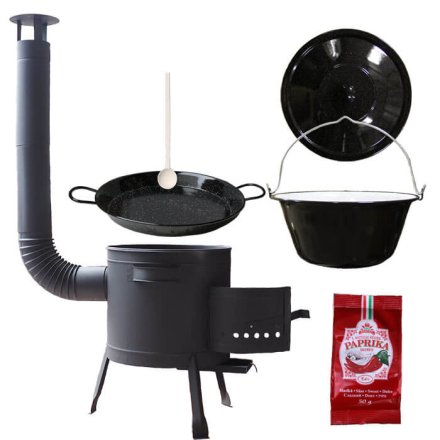 Smaltovaný kotlík 13 L + Paella smaltovaná panvica + nízka žiaruvzdorná kotlina 36 cm PLUS 600