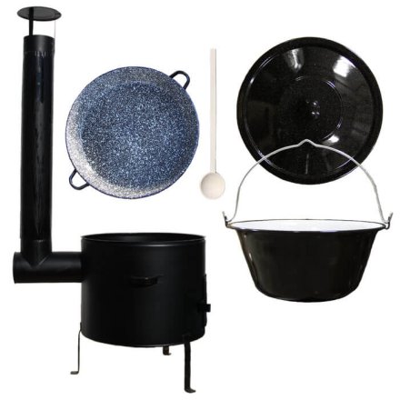 Smaltovaný kotlík 16 L (1,2 mm) + smaltovaná grilovacia panica s uškami GRILL PARTY