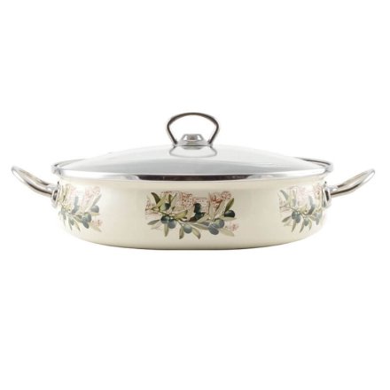 Smaltovaná rajnica s pokrievkou 28 cm OLIVA