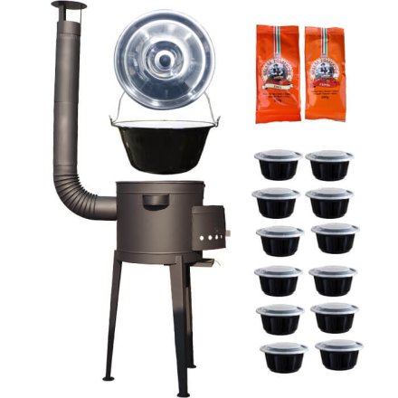 Smaltovaný kotlík 22 L (1,2 mm) + vysoká žiaruvzdorná kotlina (2,0 mm) HODO 42 cm PLUS 600 + misky 12 ks + 2 x korenie na guláš 100 g