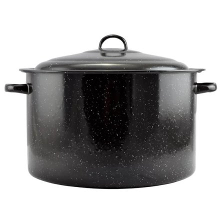 Smaltovaný hrniec čierný s pokrievkou 20 l BLACK