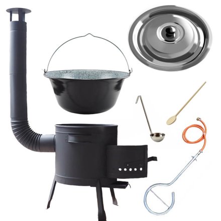 Smaltovaný kotlík (1,2 mm) 30 L + Plynový horák k PB bombe 24,5 cm + nízka kotlina 45 PLUS 600 + nerezová pokrievka INOX + vareška