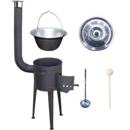 Nerezový kotlík 30 L (1,5 mm) + žiaruvzdorná kotlina s vysokými nožičkami (2,0 mm) HODO 47 cm PLUS 600 + vareška + naberačka