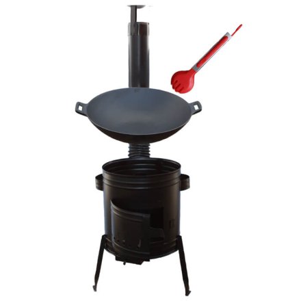 Liatinový wok 36 cm + kotlina 31 cm a obracačka WOK AZIA
