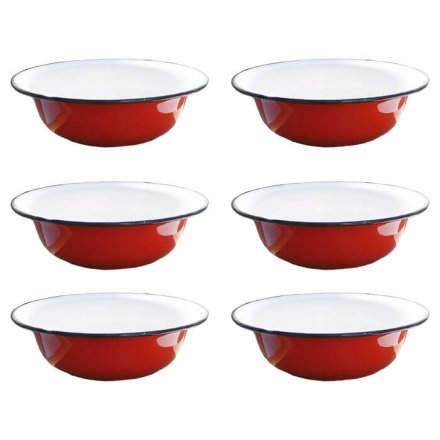 Súprava smaltovaných hlbokých tanierov 20 cm 6 ks