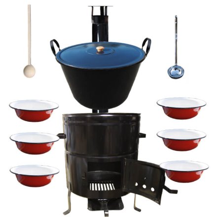 Smaltovaný kotol 70 L + smaltované taniere BIG PARTY