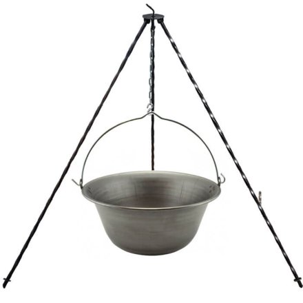 Železný kotlík 20 L (0,75 mm) + klasická oceľová trojnožka 1,2 m