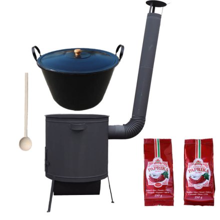 Smaltovaný kotol 70 L na zabíjačku + žiaruvzdorná kotlina 53 PLUS 600 s roštom na popol 4 mm + sladká a štipľavá paprika (2 x 250 g) + vareška