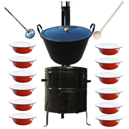Smaltovaný kotol 80 L + smaltované taniere BIG PARTY