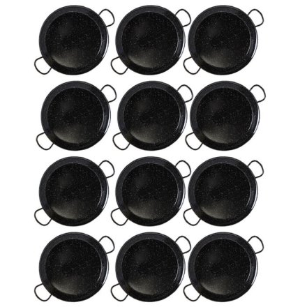 Paella Tapas catering 24 cm – 12 ks smaltovaných panvic