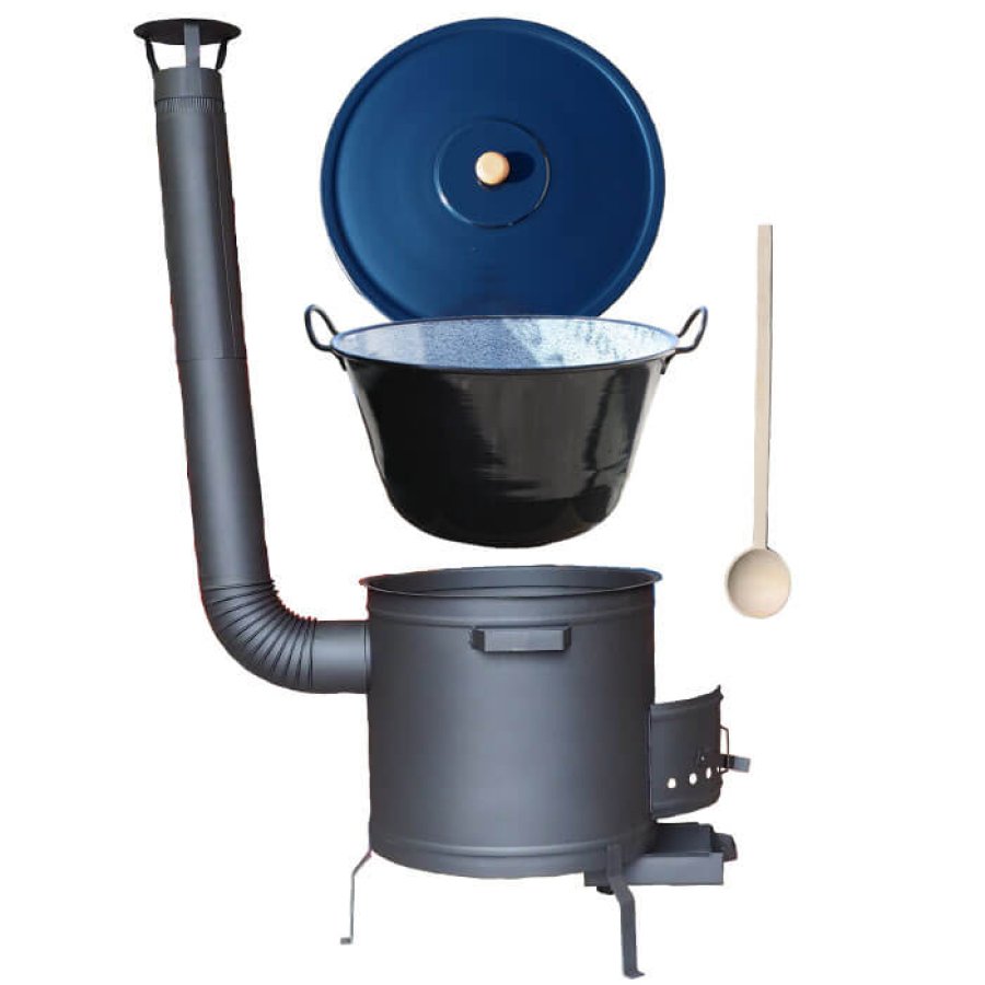 Smaltovaný kotol 60 L na zabíjačku s žiaruvzdornou kotlinou 53 cm PLUS 600 + vareška