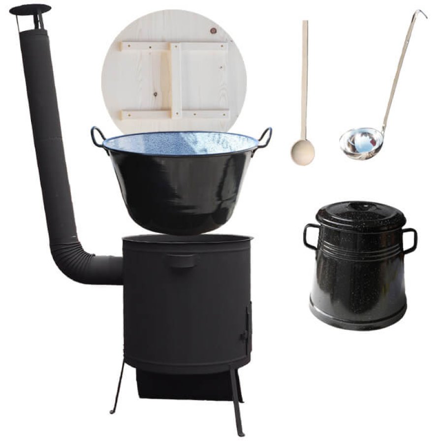 Smaltovaný kotol 100 L + žiaruvzdorná kotlina 42 PLUS 600 4 MM + Nádoba na masť 10 L