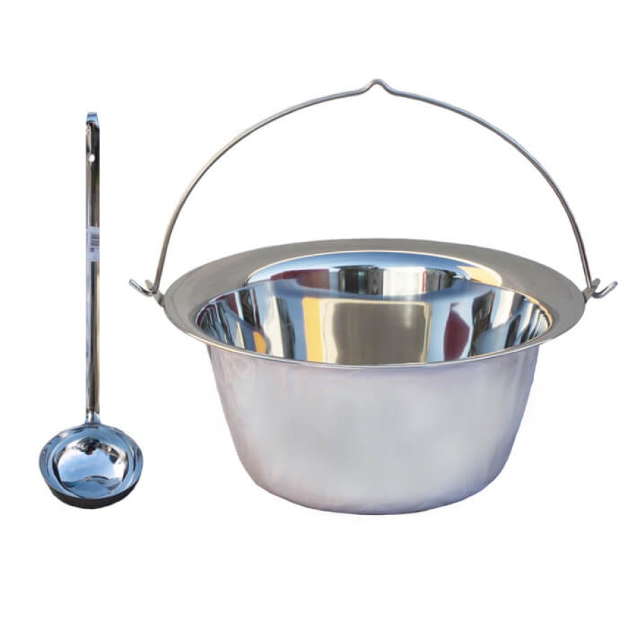 Nerezový kotlík na guláš 0,8 mm 10 L INOX + nerezová naberačka INOX