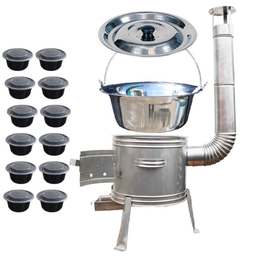 Nerezový kotlík 22 L (0,8 mm) INOX + nerezová kotlina 0,8 mm 42 INOX + plastové boxy (misky) s vrchnákom 12 ks