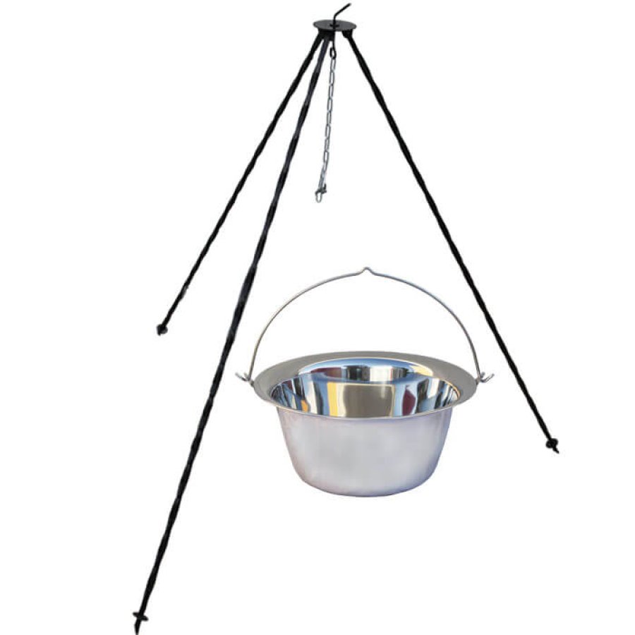 Nerezový kotlík (INOX 0,8 mm) 6 L + klasická oceľová trojnožka 1 m