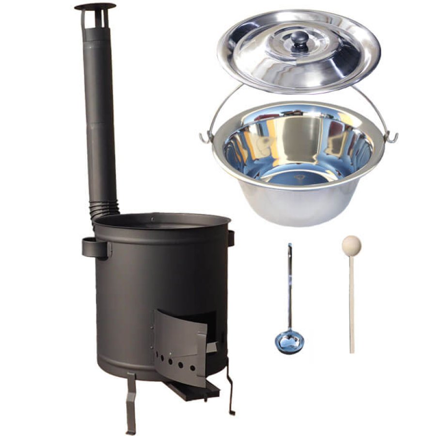 Nerezový kotlík 14 L (0,8 mm) + hrubostenná (1,5 mm) a žiaruvzdorná kotlina 36 PLUS 600