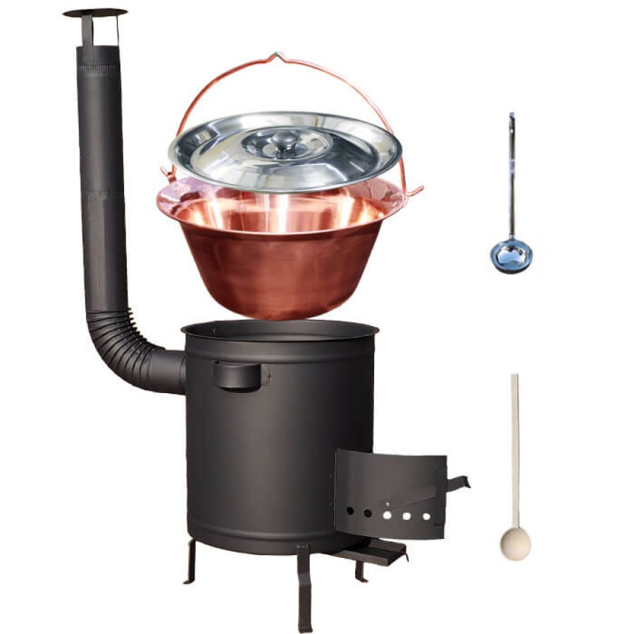 Medený kotlik 14 L (1,2 mm) + hrubostenná (1,5 mm) žiaruvzdorná kotlina 36 PLUS 600