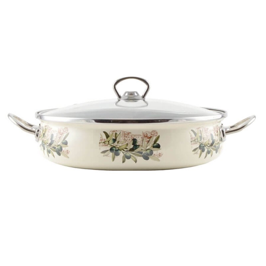 Smaltovaná rajnica s pokrievkou 28 cm OLIVA