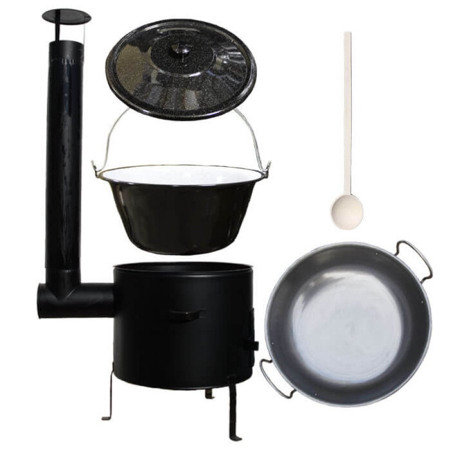 Smaltovaný kotlík 13 L (1,2 mm) + železná grilovacia panica s uškami GRILL PARTY