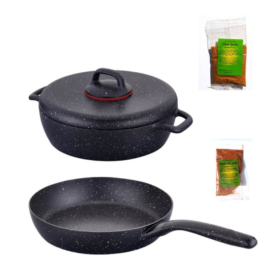Hrniec s pokrievkou 24 cm + panvica 24 cm + korenie (2 ks) Classic Plus Volkanit