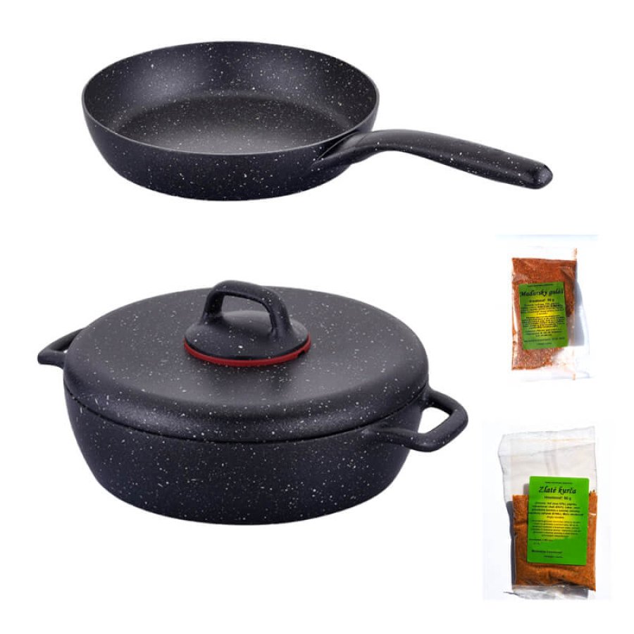 Hrniec s pokrievkou 26 cm + panvica 24 cm + korenie (2 ks) Classic Plus Volkanit