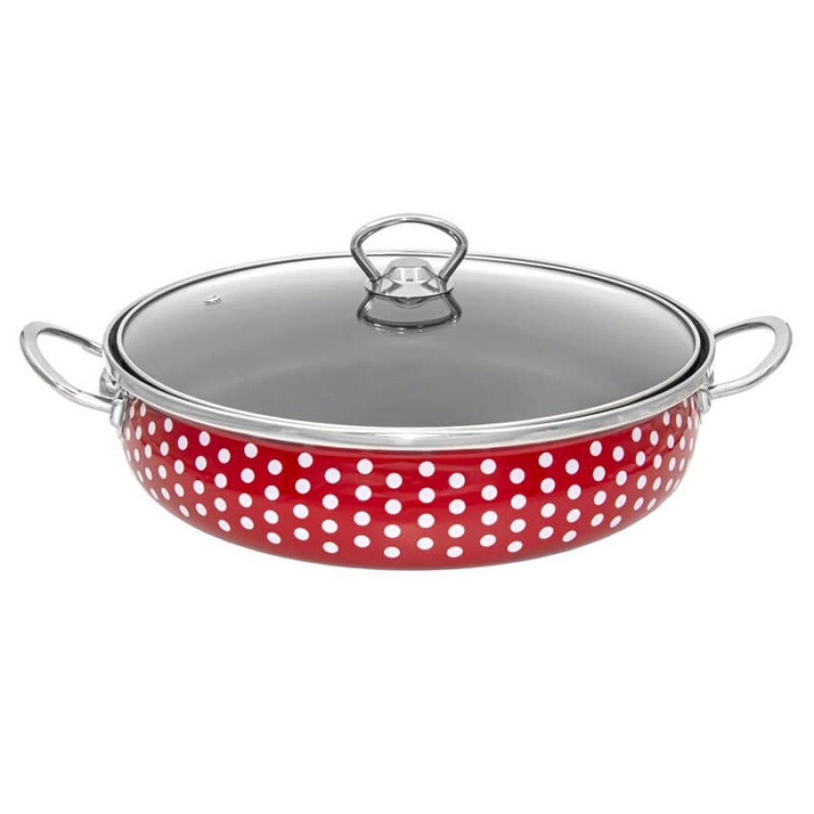 Smaltovaná rajnica so sklenenou pokrievkou 28 cm DECOR