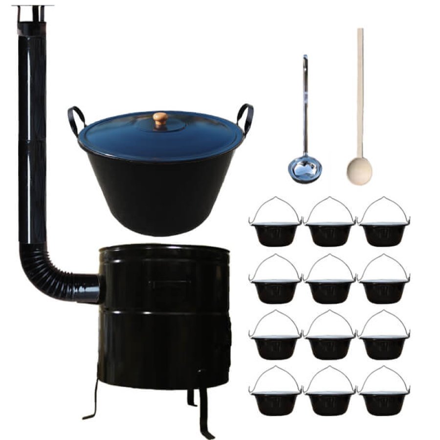 Smaltovaný kotol 50 L + servírovacie kotlíky (12 ks) BIG PARTY