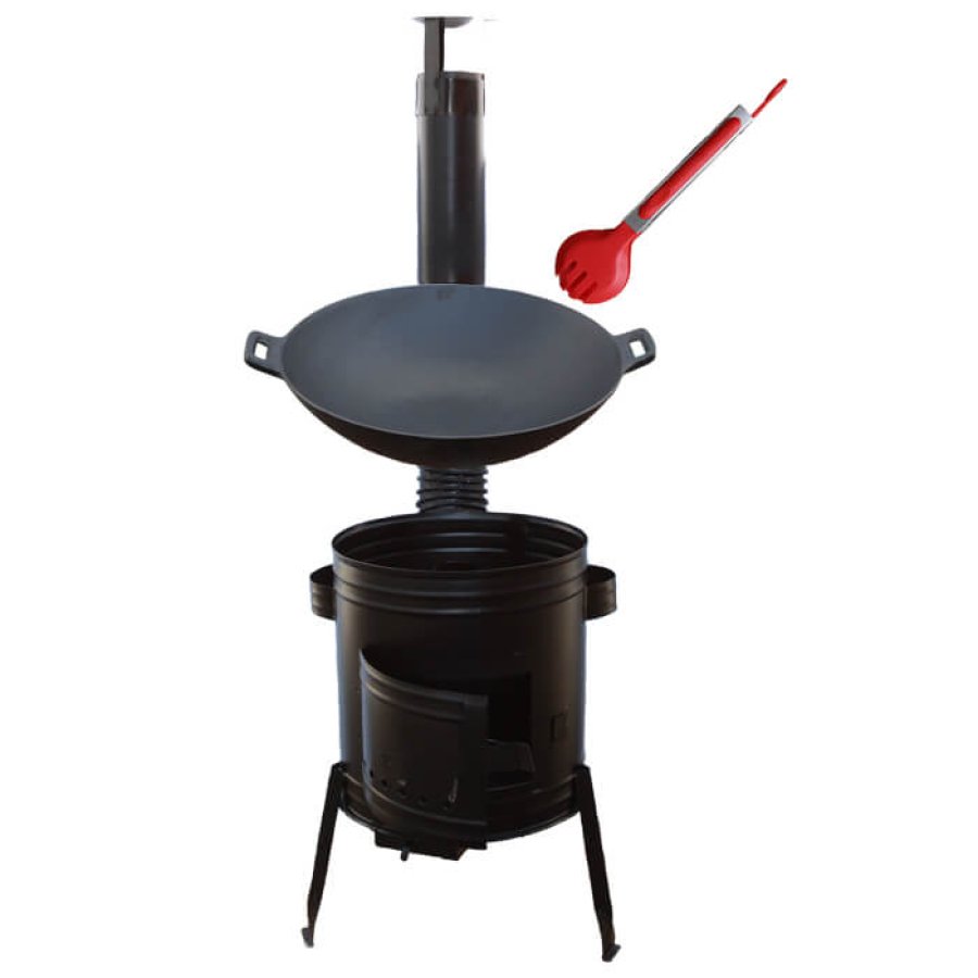 Liatinový wok 36 cm + kotlina 31 cm a obracačka WOK AZIA