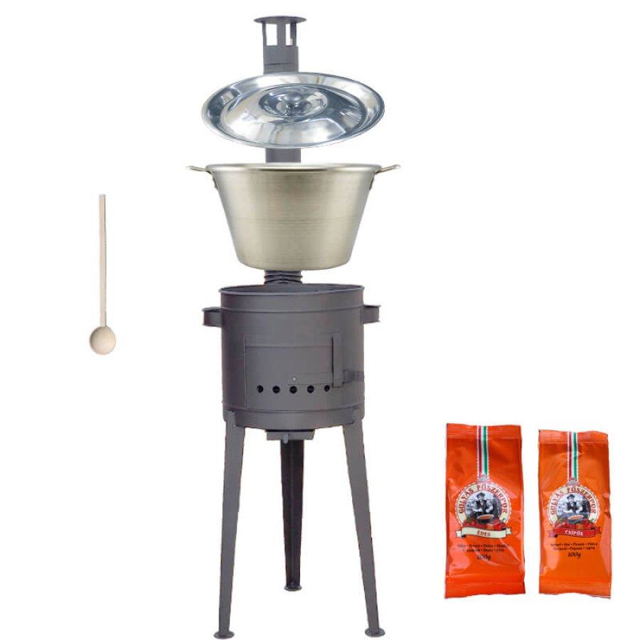 Nerezový kotol 40 L + vysoká kotlina 47 cm (2,0 mm) HODO + žiaruvzdorná farba do 600°C PLUS 600 + paprikové korenie na guláš + vareška