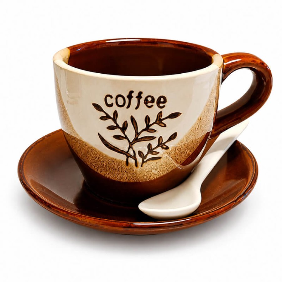 Keramický pohár na kávu 100 ml COFFEE s podšálkou