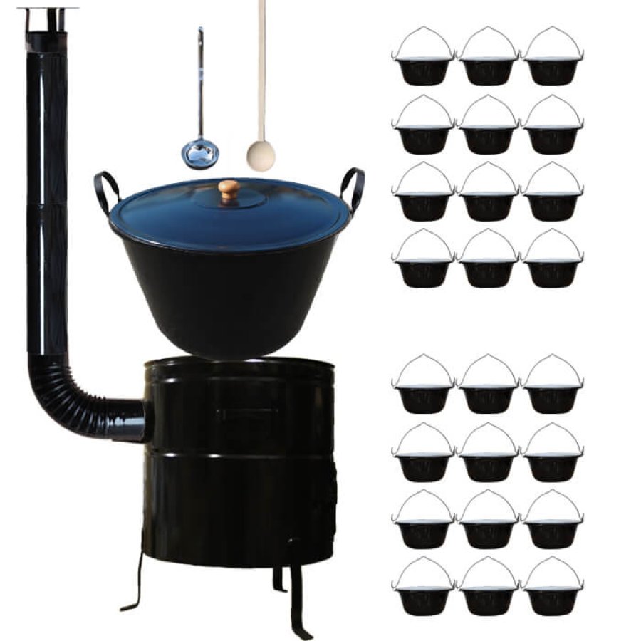 Smaltovaný kotol 80 L + servírovacie kotlíky (24 ks) BIG PARTY