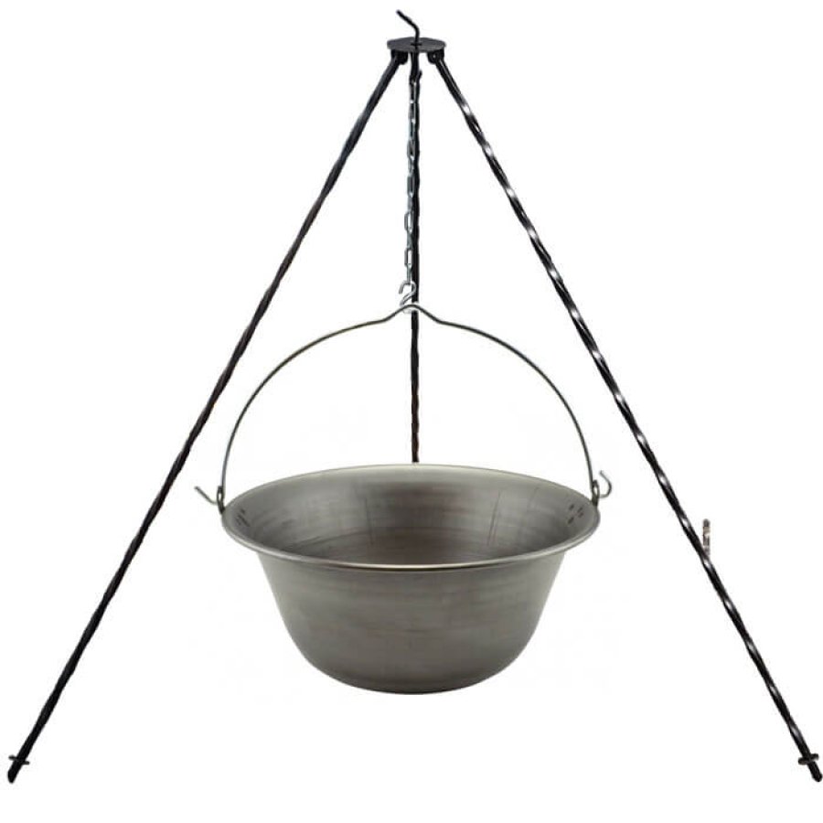 Železný kotlík 20 L (0,75 mm) + klasická oceľová trojnožka 1,2 m